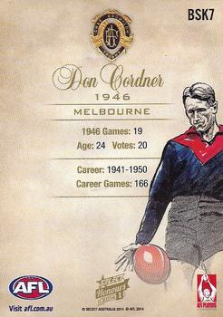 2014 Select AFL Honours Series 1 - Brownlow Sketches #BSK7 Don Cordner Back